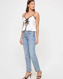 Discount Agnes Top - Cream-Black Tops
