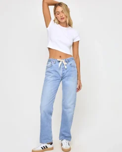Clearance aligrace Baggy Drawstring Pant Denim|Bottoms