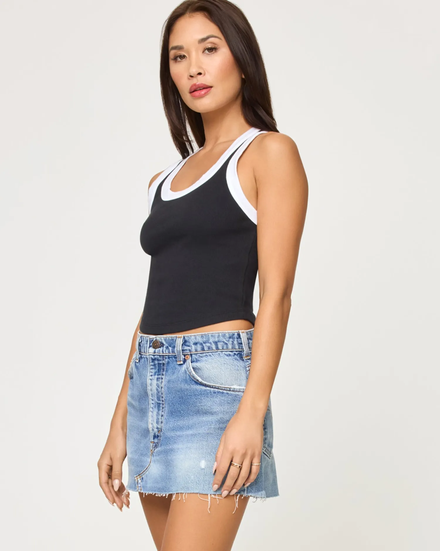 Discount Ash Tank - Black White Tops|Basics