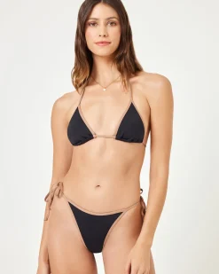 Online Aspen Bikini Top - Black-Saddle Bikini Tops|Triangle