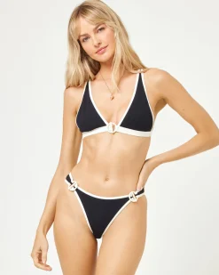 Discount Caicos Bikini Top - Black-Cream Bralette|Bikini Tops