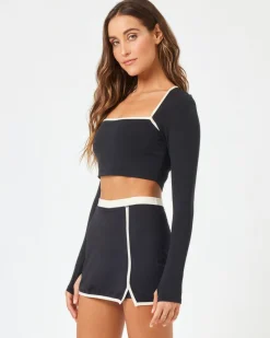 Clearance Campbell Skort - Black-Cream Bottoms