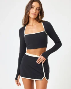 Clearance Campbell Skort - Black-Cream Bottoms