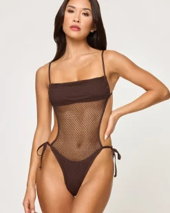 Online Catching Up One Piece Swimsuit - Espresso Classic|One Pieces