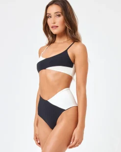 Discount Color Block High Tide Bikini Bottom - Black-Cream Classic|Bikini Bottoms