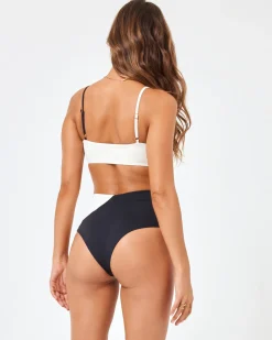 Discount Color Block High Tide Bikini Bottom - Black-Cream Classic|Bikini Bottoms