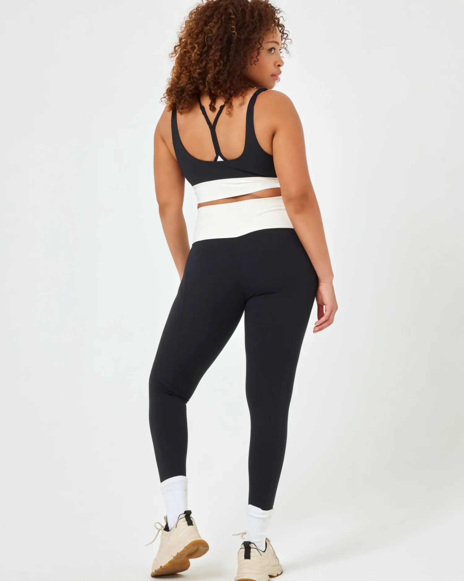 Clearance Division Legging - Black-Cream Bottoms