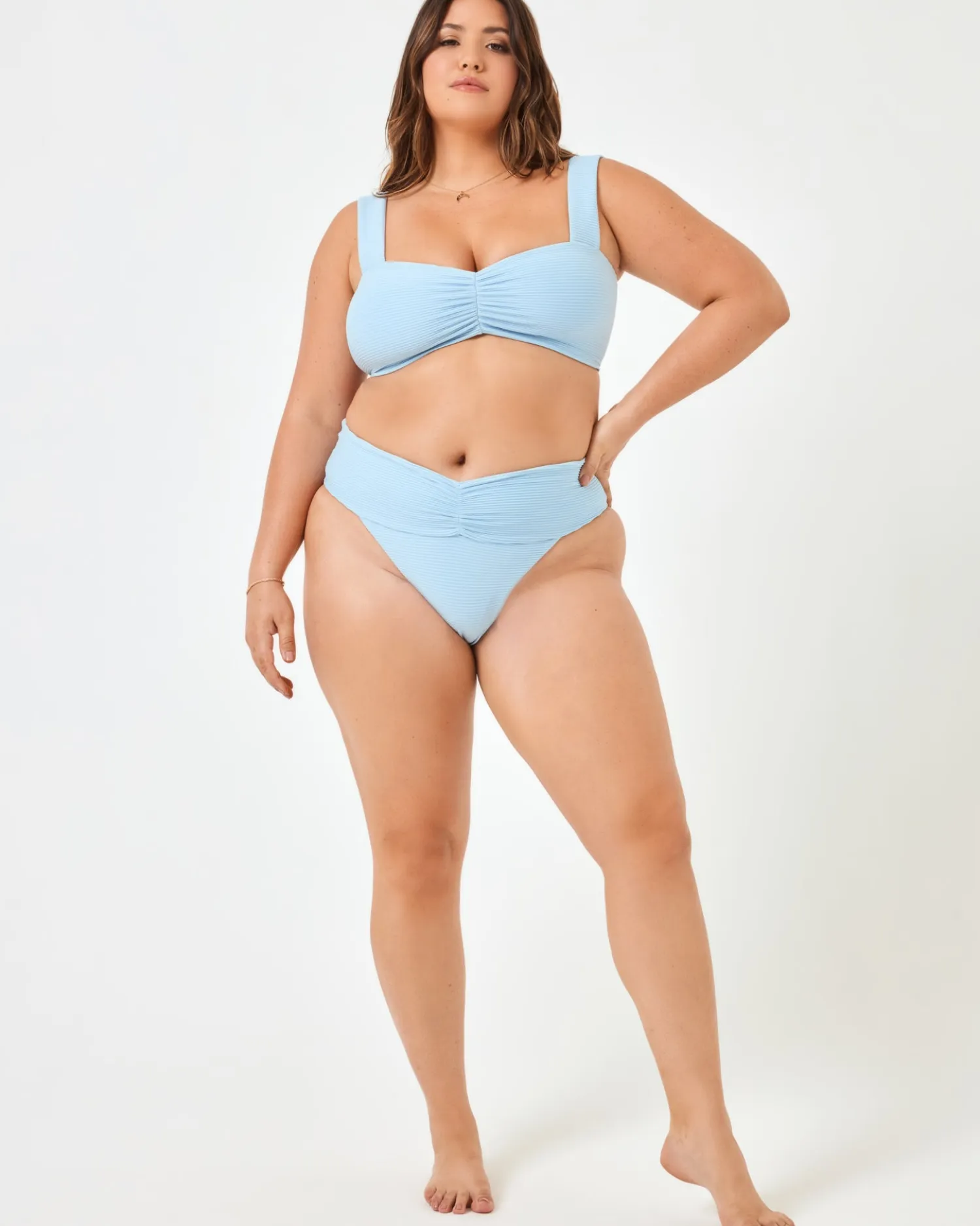 Fashion Eco Chic Repreve® Bardot Bikini Bottom - Sky Blue High Waist|Bikini Bottoms