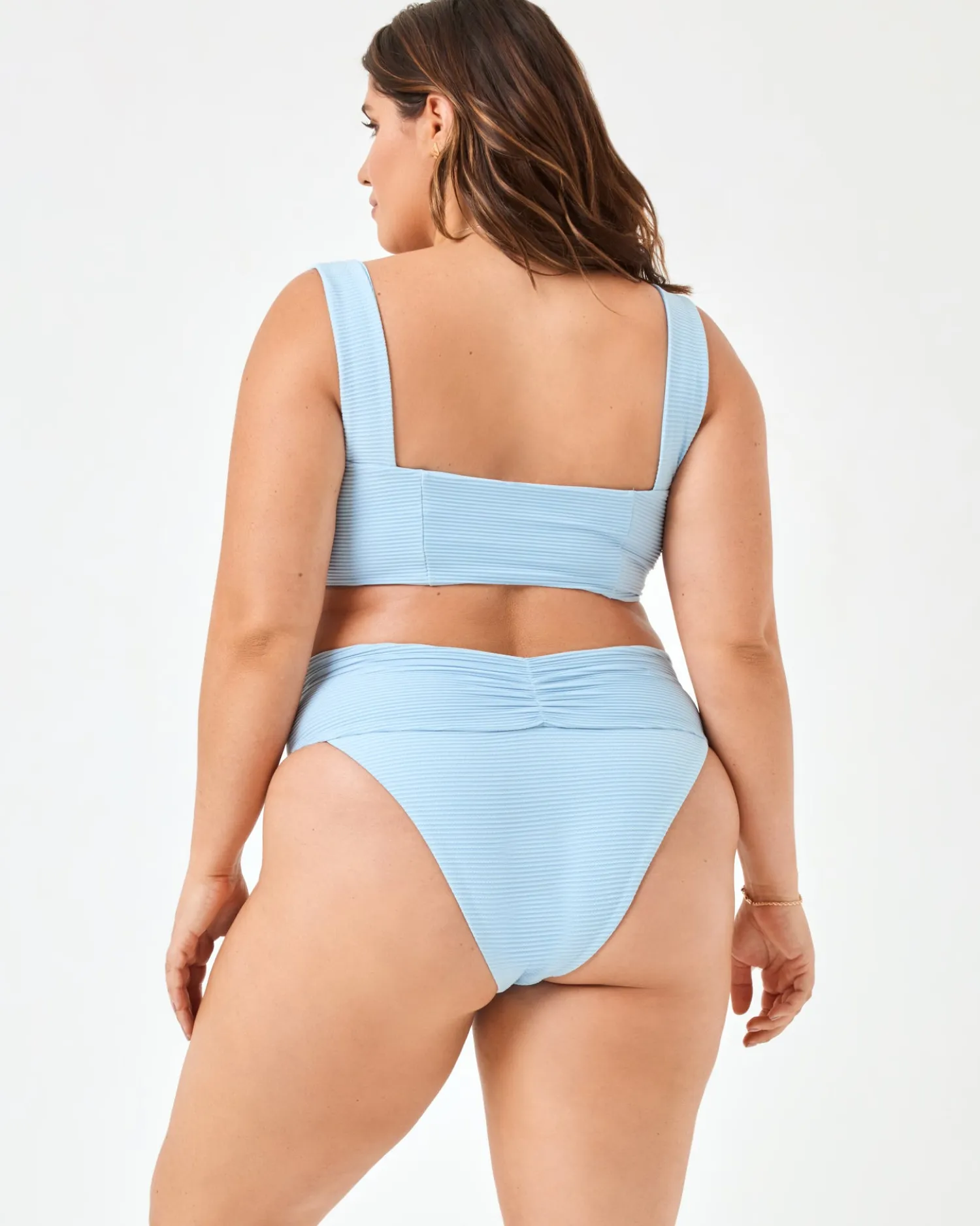 Fashion Eco Chic Repreve® Bardot Bikini Bottom - Sky Blue High Waist|Bikini Bottoms