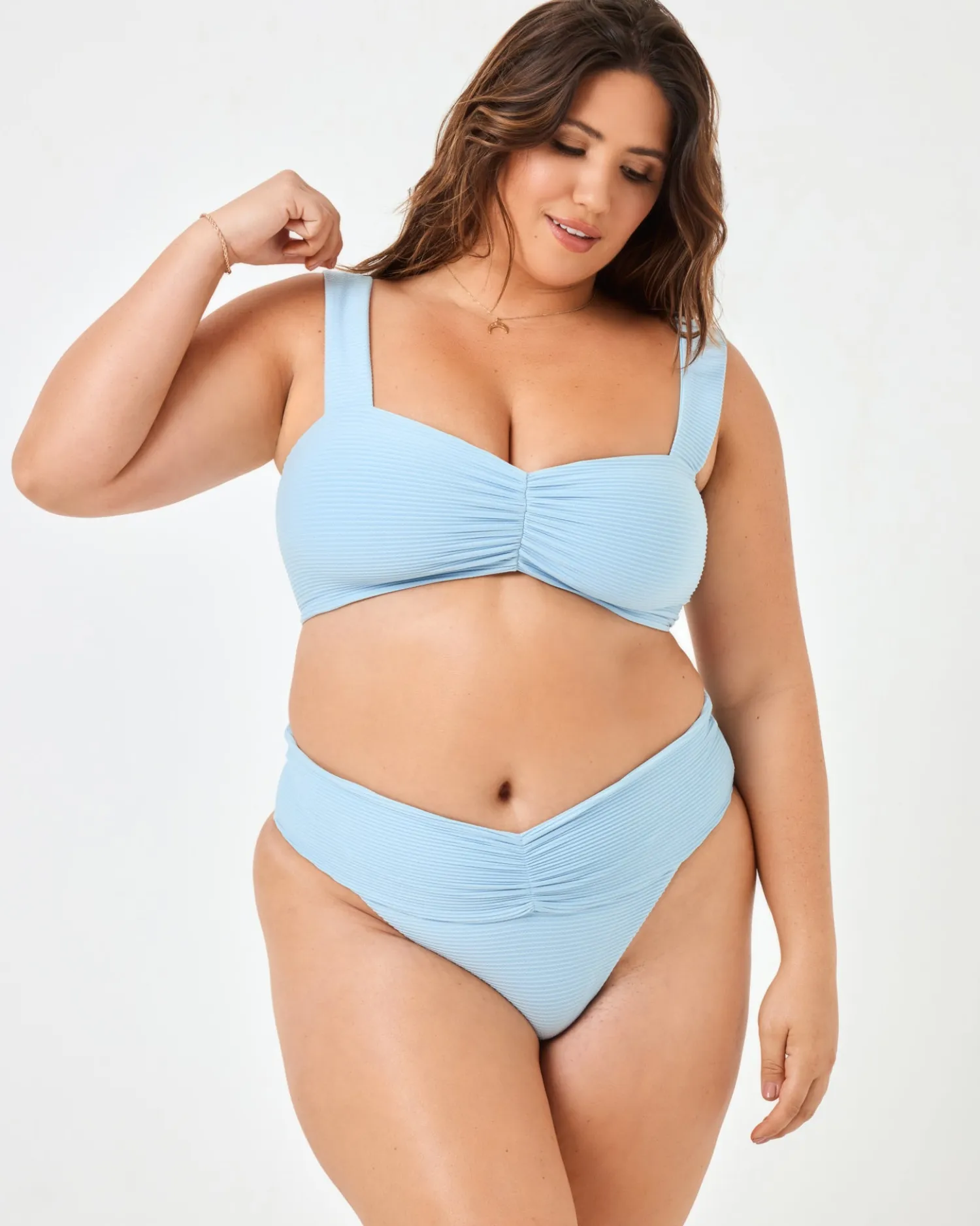 Fashion Eco Chic Repreve® Bardot Bikini Bottom - Sky Blue High Waist|Bikini Bottoms