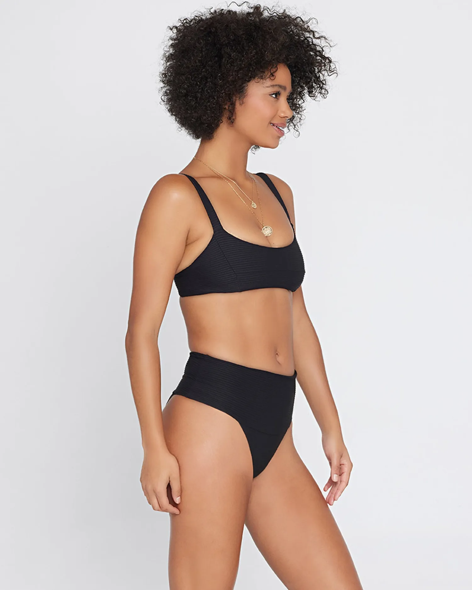 Best Eco Chic Repreve® Desi Bikini Bottom - Black High Waist|Classic
