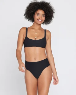 Best Eco Chic Repreve® Desi Bikini Bottom - Black High Waist|Classic