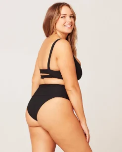 Best Eco Chic Repreve® Desi Bikini Bottom - Black High Waist|Classic