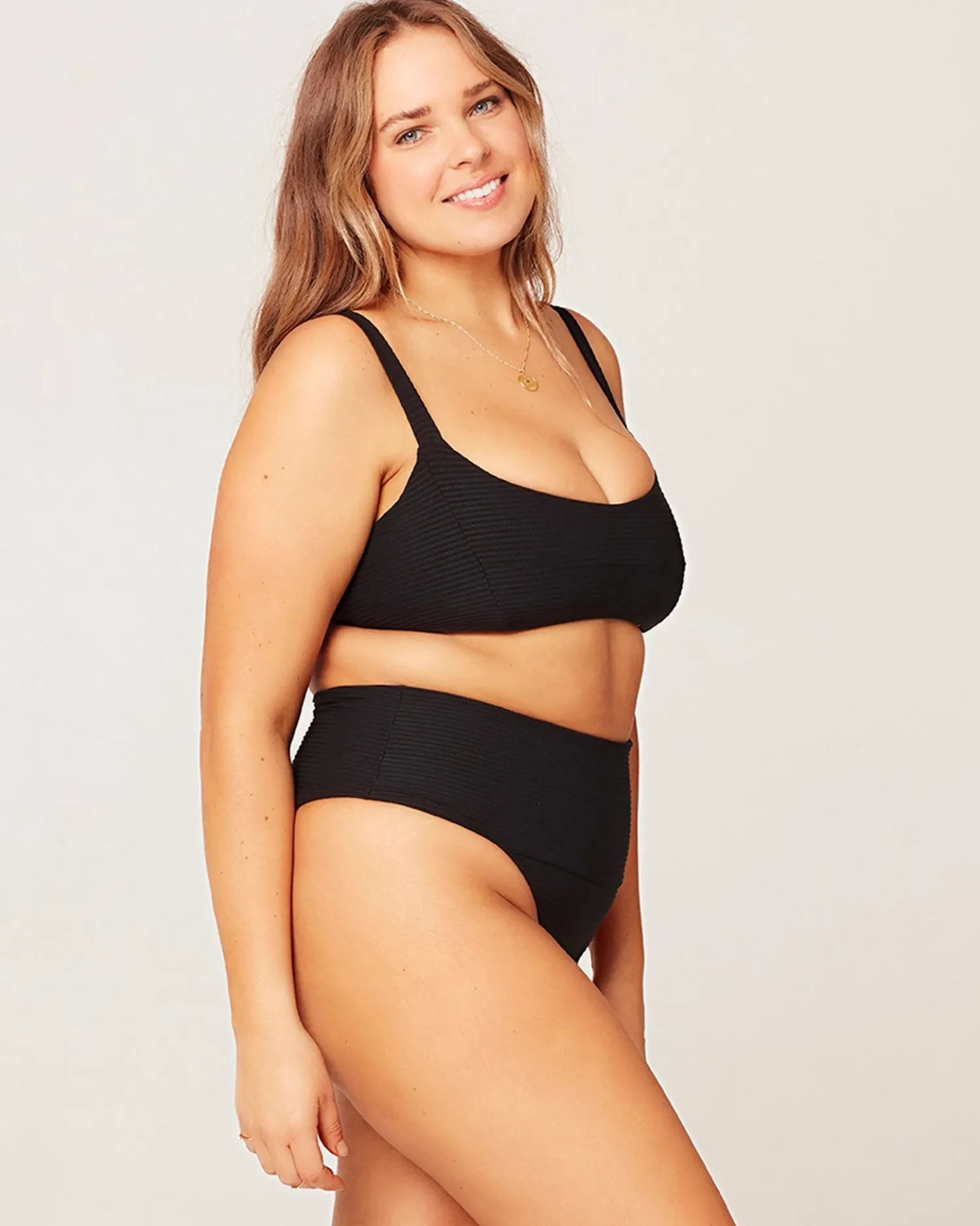 Best Eco Chic Repreve® Desi Bikini Bottom - Black High Waist|Classic