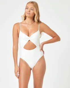 Best Eco Chic Repreve® Kyslee One Piece Swimsuit - Cream Classic|One Pieces