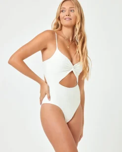 Best Eco Chic Repreve® Kyslee One Piece Swimsuit - Cream Classic|One Pieces