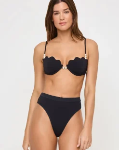 Outlet Frenchi Bikini Bottom - Black High Waist|Bitsy
