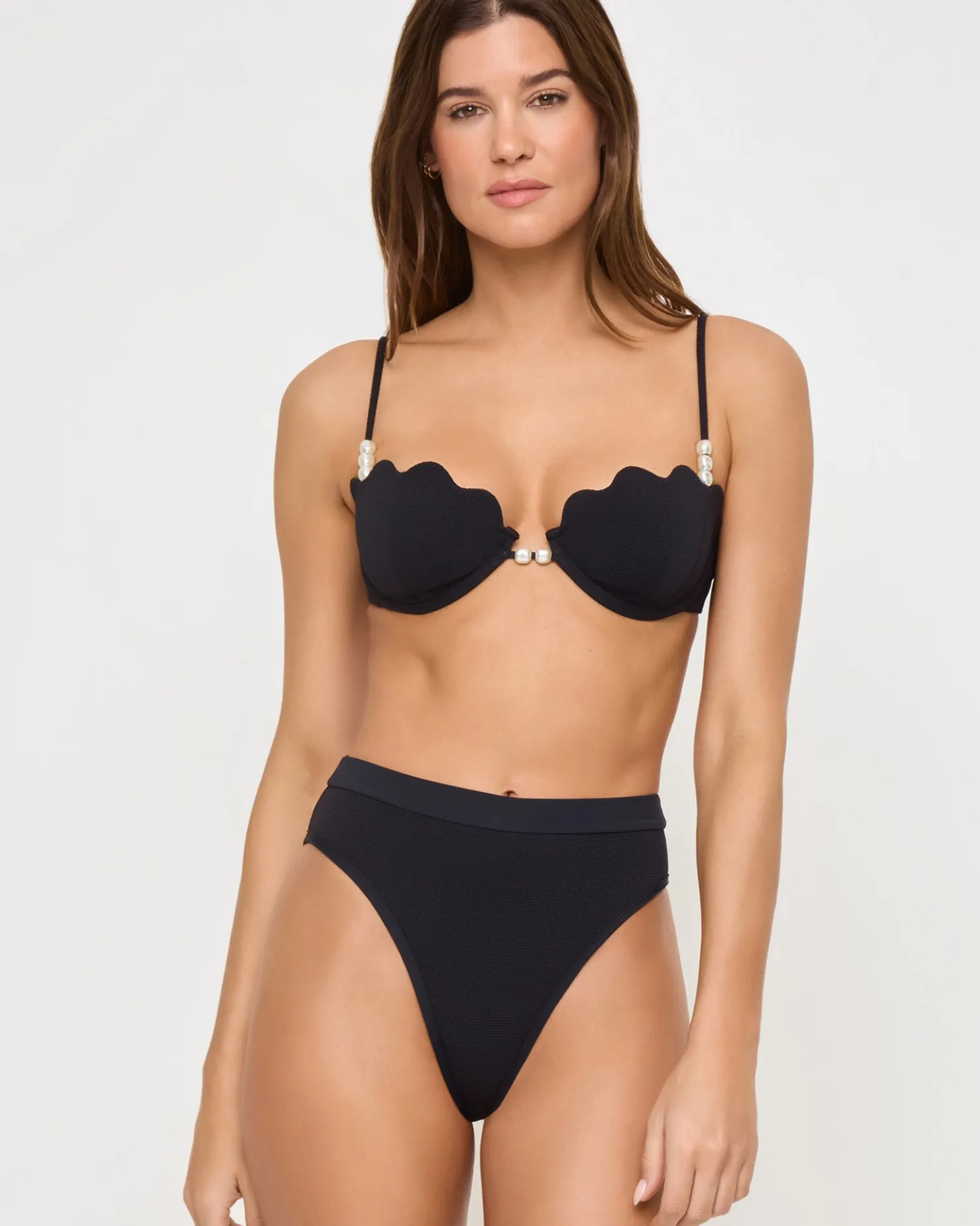 Outlet Frenchi Bikini Bottom - Black High Waist|Bitsy