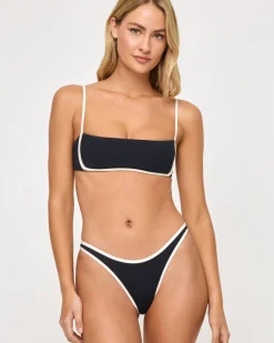 Sale Hazel Bikini Top - Black-Cream Bralette|Bikini Tops