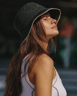 Discount Isadora Bucket Hat - Black Cream Hats