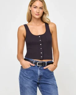 Best Jeanie Pointelle Tank - Black Tops