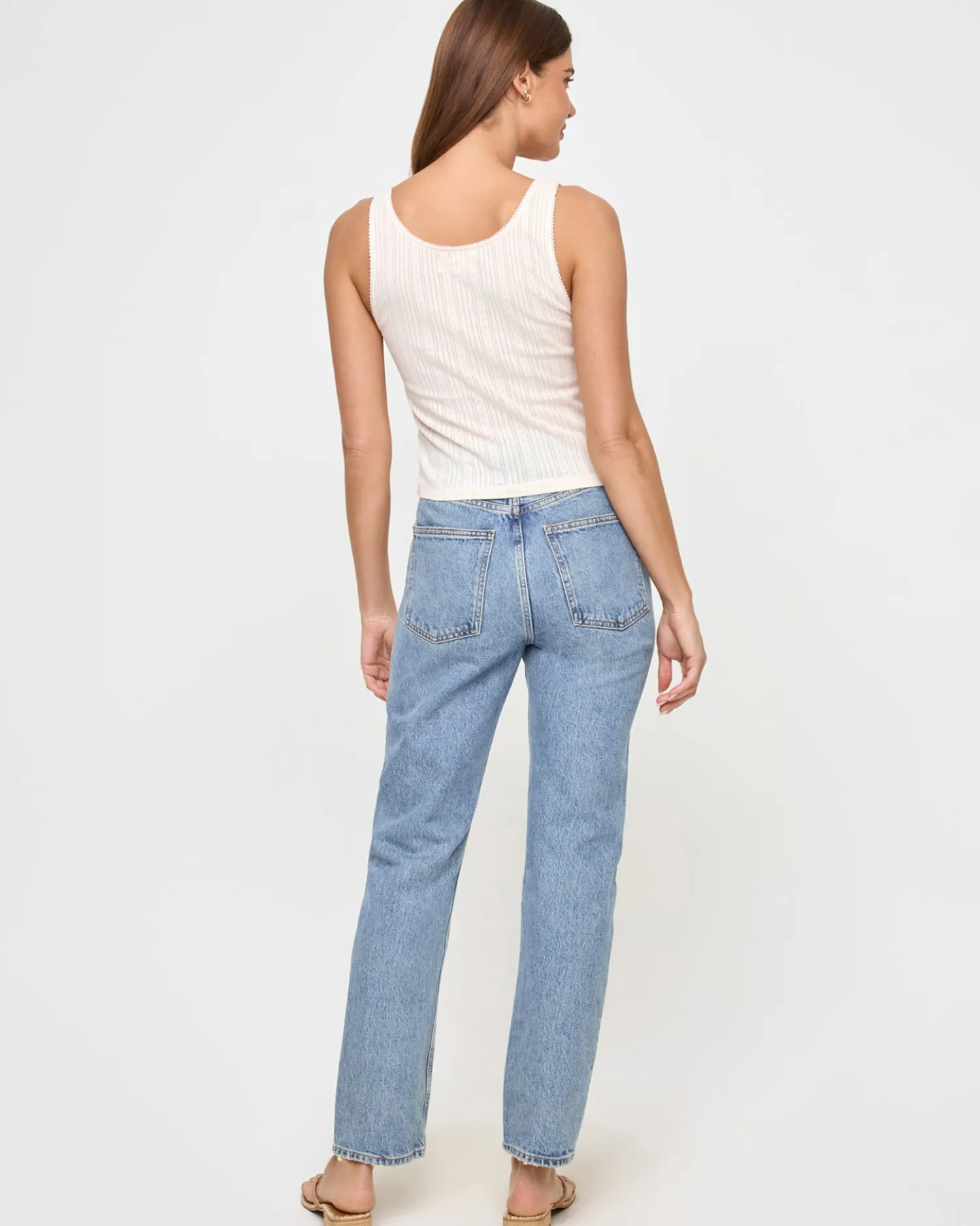 Hot Jeanie Pointelle Tank - Cream Tops