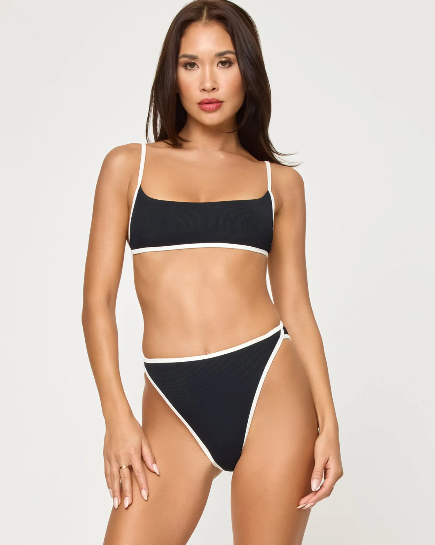 Best Kourt Bikini Bottom - Black-Cream High Waist|Classic