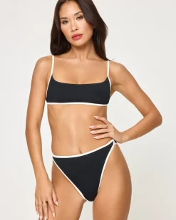 Online Kourt Bikini Top - Black-Cream Bralette|Bikini Tops