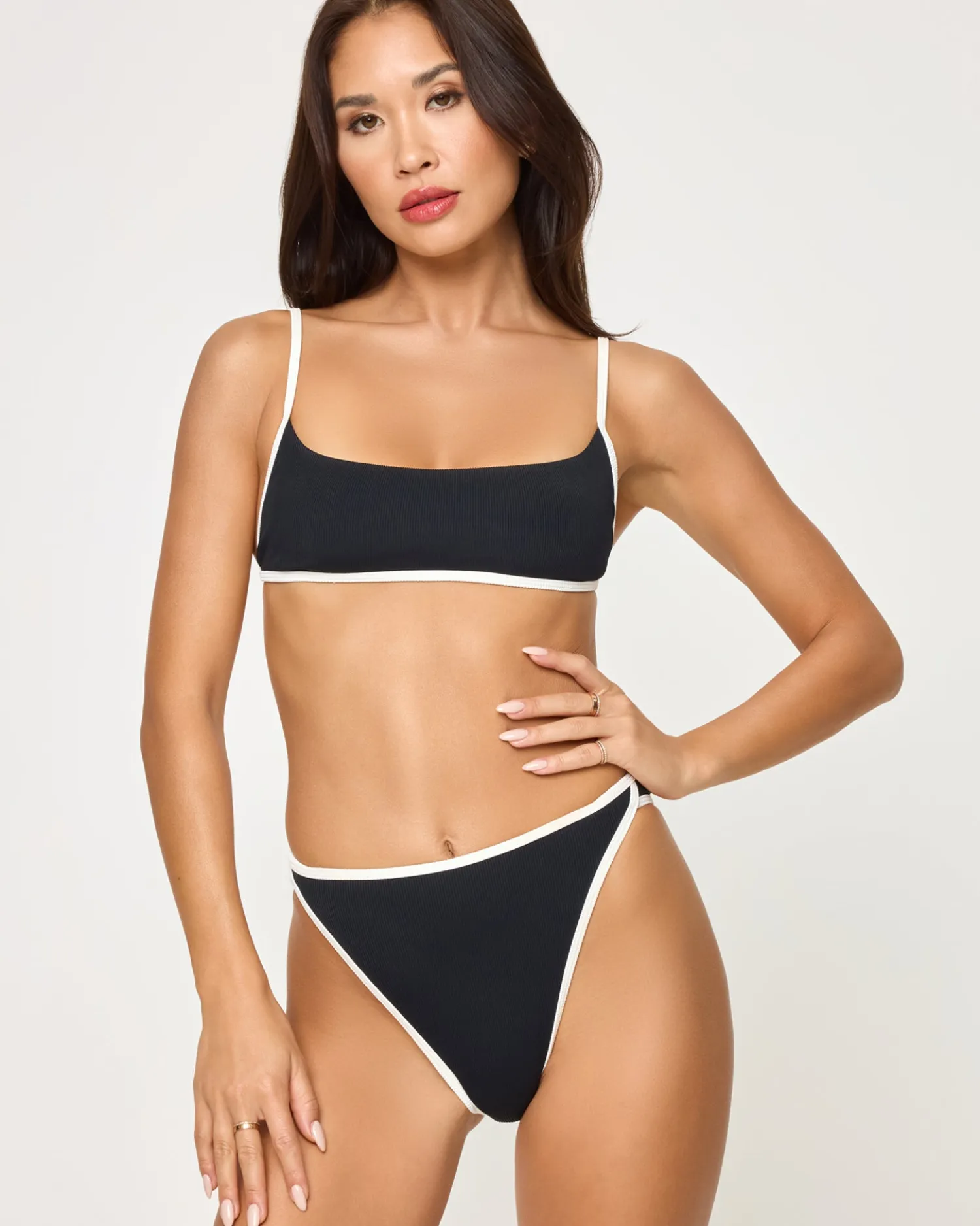 Online Kourt Bikini Top - Black-Cream Bralette|Bikini Tops