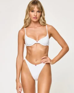 Hot Leilani Bikini Bottom - White Rosette Bitsy|Bikini Bottoms