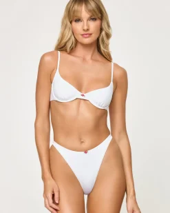 Hot Leilani Bikini Bottom - White Rosette Bitsy|Bikini Bottoms