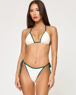 New Levy Bikini Bottom - Cream-Deep Teal Bitsy|Bikini Bottoms