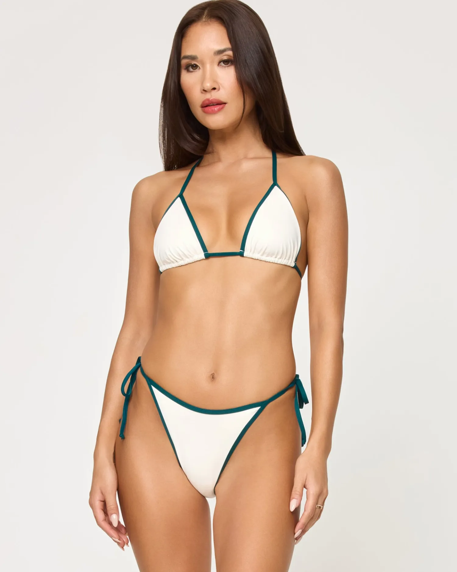 New Levy Bikini Bottom - Cream-Deep Teal Bitsy|Bikini Bottoms