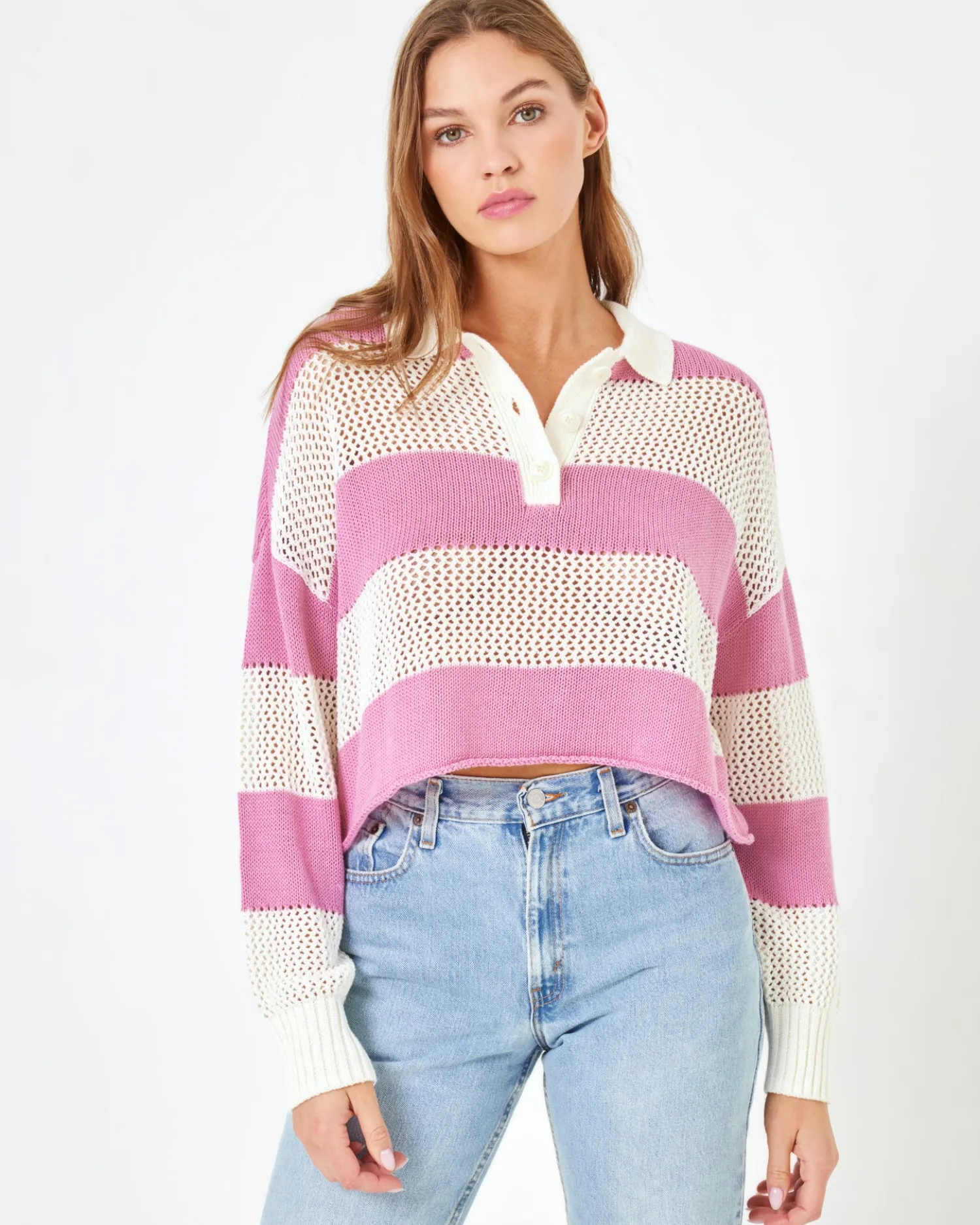 Online X Anthropologie Rugby Sweater - Pink Lady Sweaters|Tops