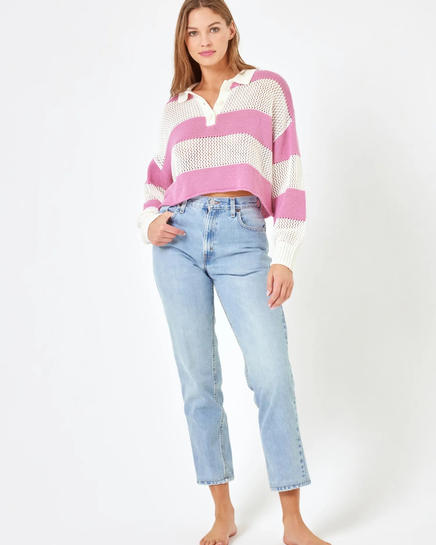 Online X Anthropologie Rugby Sweater - Pink Lady Sweaters|Tops