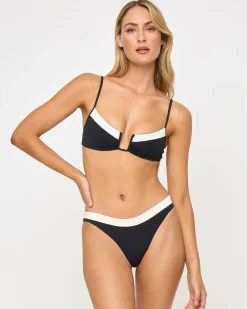 Fashion Peyton Bikini Top - Black-Cream Bralette|Bikini Tops