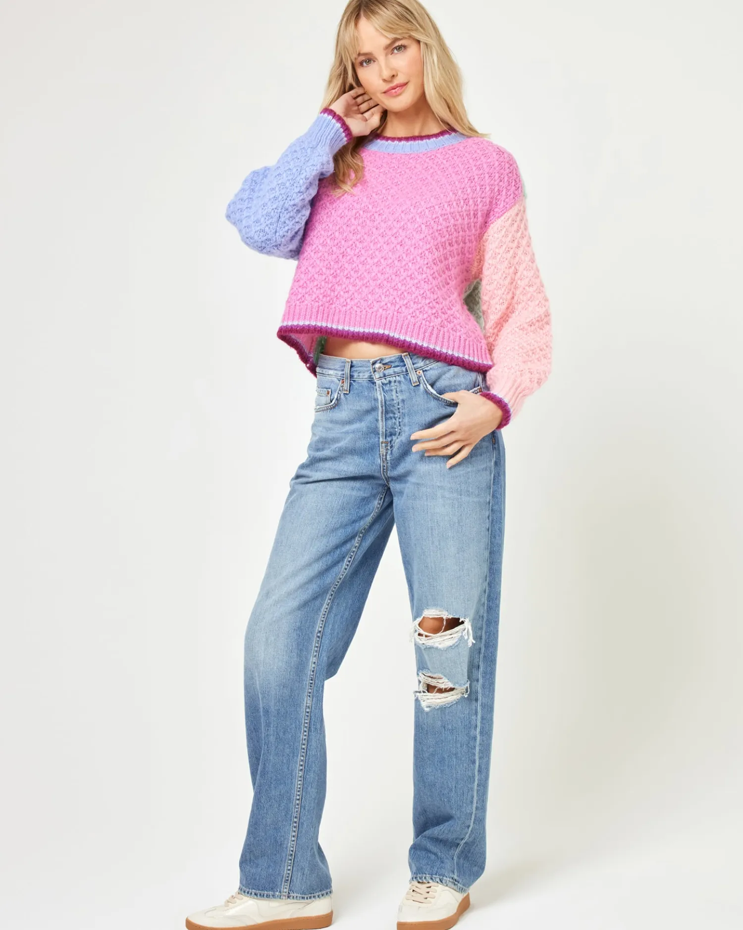 Hot Pretty Please Sweater - Costa Del Sol Colorblock Sweaters