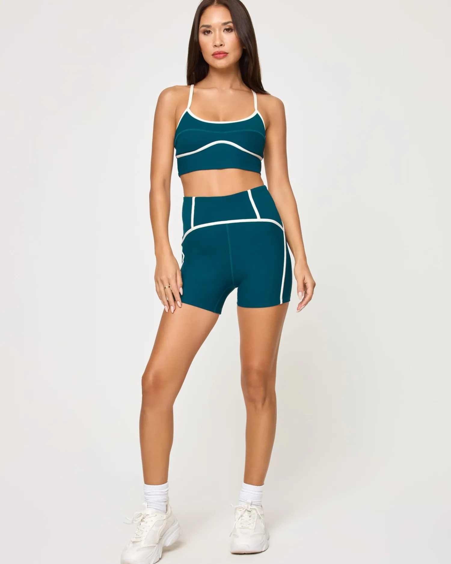 Sale Revel Top - Deep Teal-Cream Tops & Bras