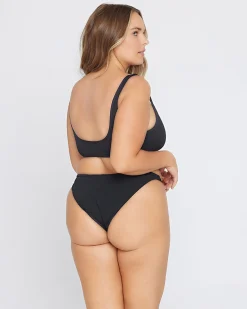Outlet Ribbed Camacho Bikini Bottom - Black Full|Classic
