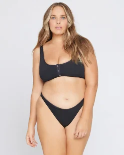Outlet Ribbed Camacho Bikini Bottom - Black Full|Classic