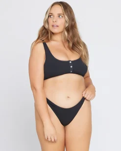 Outlet Ribbed Camacho Bikini Bottom - Black Full|Classic