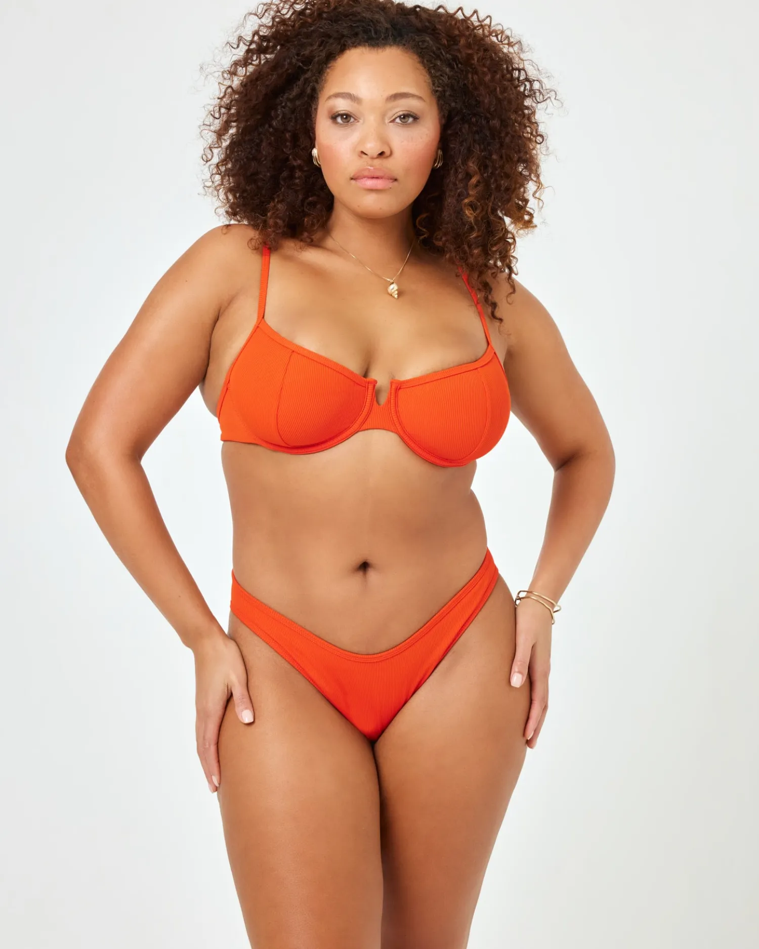 New Ribbed Dominic Bikini Bottom - Pimento Bitsy|Bikini Bottoms