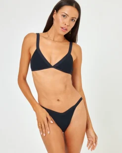 Clearance Ribbed Farrah Bikini Top - Black Bralette|Bikini Tops