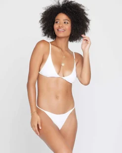 Online Ribbed Millie Bikini Top - White Triangle|Bikini Tops