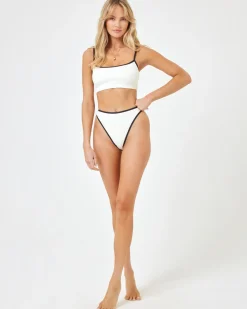 Fashion Ribbed Nora Bikini Bottom - Cream Black Bitsy|Bikini Bottoms