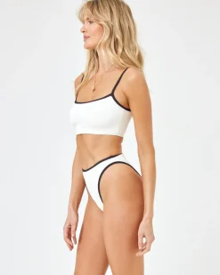 Fashion Ribbed Nora Bikini Bottom - Cream Black Bitsy|Bikini Bottoms