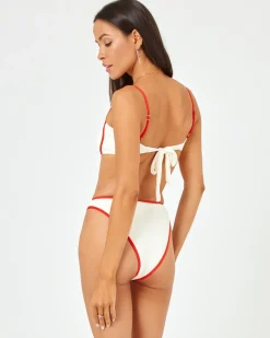 Best Ribbed Nora Bikini Bottom - Cream-Pimento High Waist|Bitsy