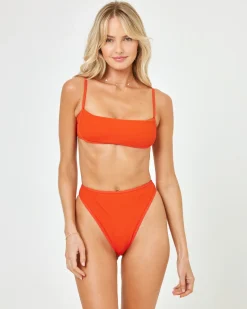 Discount Ribbed Nora Bikini Bottom - Pimento High Waist|Bitsy