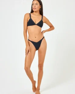 Hot Ribbed Winona Bikini Bottom - Black Classic|Bikini Bottoms