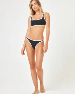 Outlet Seamless Ace Bikini Top - Black-Cream Bralette|Bikini Tops